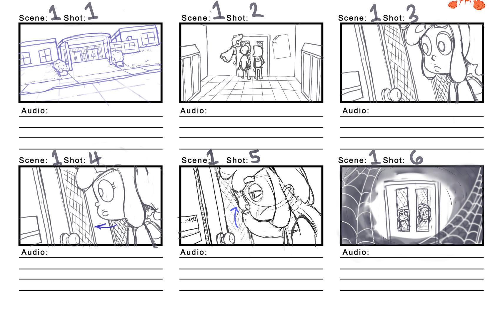 Beginning of Storyboard Sketch for Scene 1